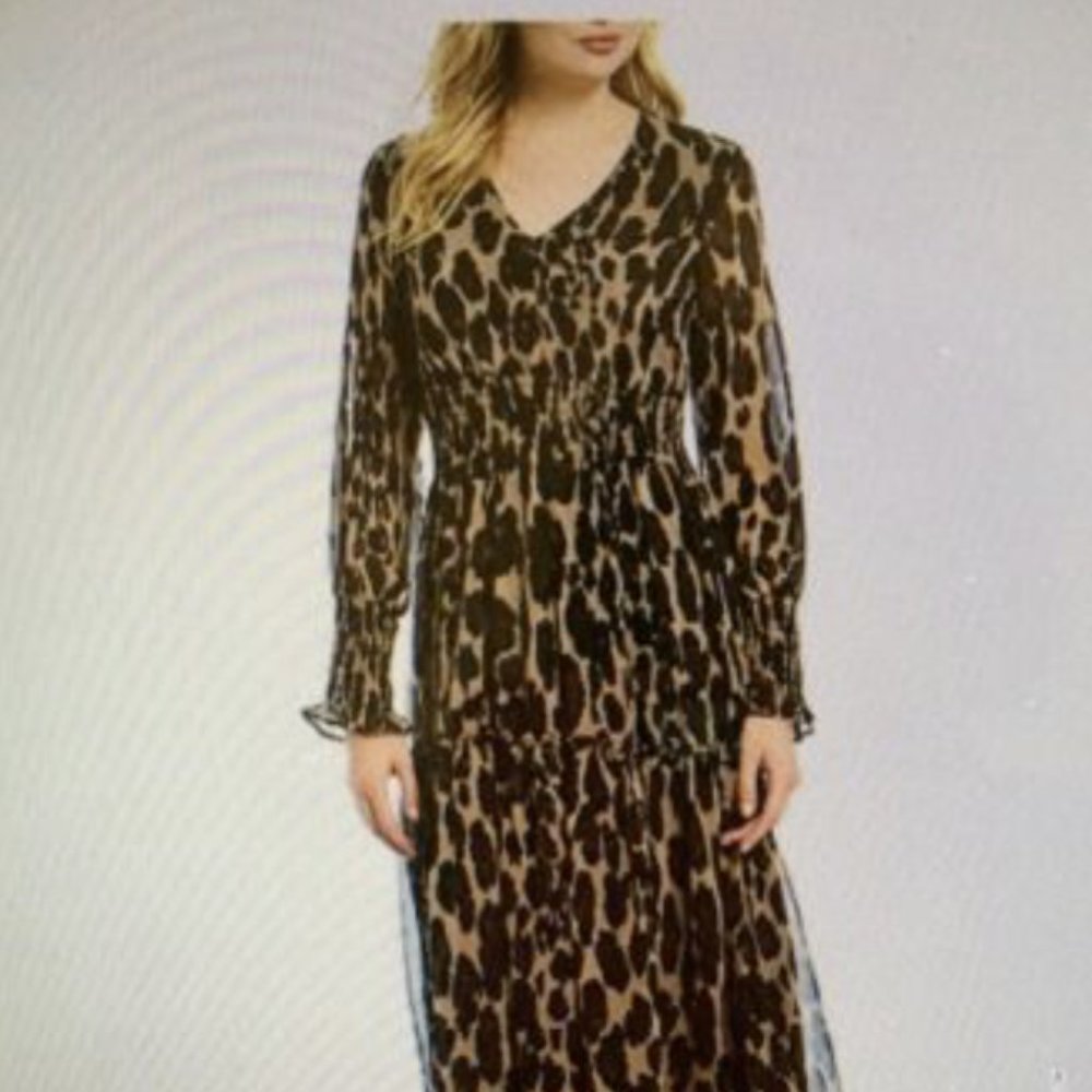 Taylor Chiffon Tiered Animal Print Maxi Dress
